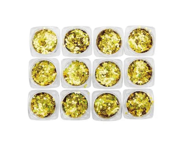 Paiete unghii rotunde - Auriu, set 12 buc
