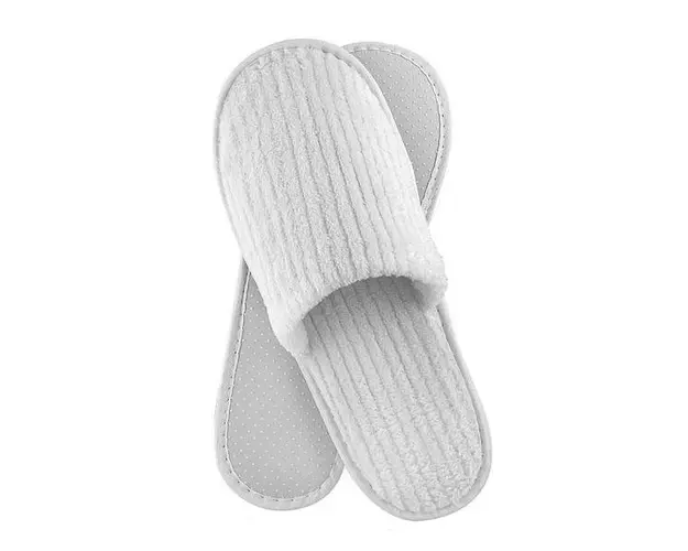 Papuci din microfibra, model Roma Luxe, culoare alba, talpa groasa de 5 mm