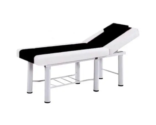 Pat cosmetica Alb-Negru, 186x70x70cm, Masa masaj profesional, 22kg, Piele ecologica