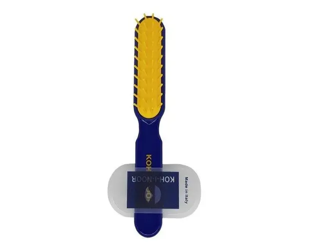 Perie albastru-galben cu peri cilindrici din plastic rezistenti la foen, Koh-I-Noor, 8114B