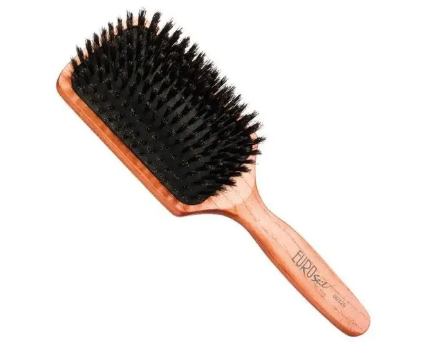 Perie de par dreptunghiulara, cu par natural si baza din lemn Eurostil