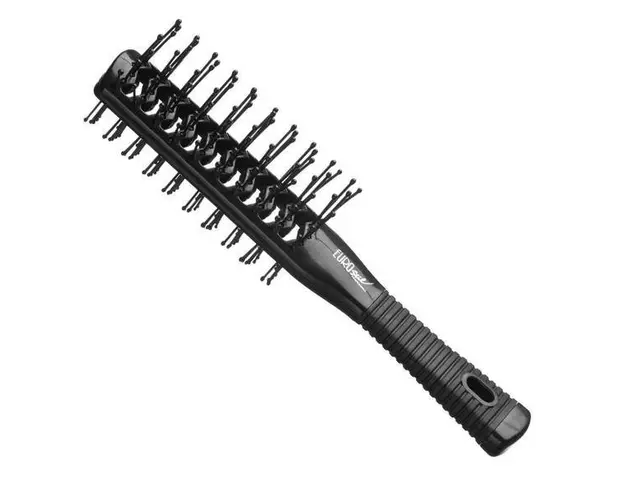 Perie de par dublu ventilata, Neagra Eurostil, cu peri din nailon 4 x 21 cm 