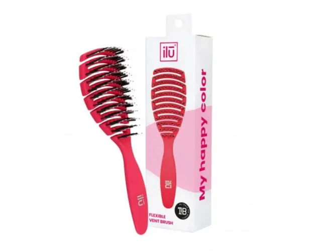 Perie de par Ilu My Happy Color Flexible Vent Brush Detangling Rose