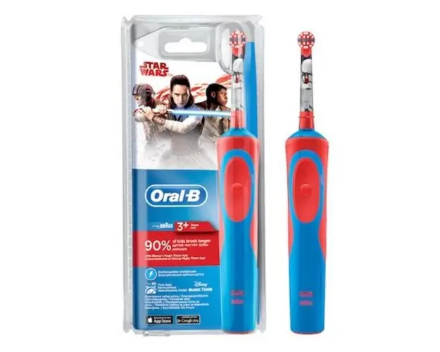 Periuta de dinti electrica Oral-B D12.513 Vitality Star Wars pentru copii,7600 oscilatii/min, Curatare 2D, 1 program, 1 capat, Rosu/Albastru