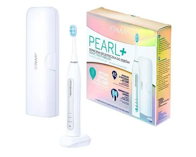 Periuta de dinti electrica VITAMMY Pearl+, 82000 vibratii/min, 3 moduri de periaj, 2 capete incluse, Alb