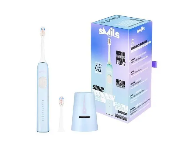 Periuta de dinti electrica Vitammy Smils Cloud, 82.000 de miscari/min, 5 programe de periaj, baza incarcare USB, 2 capete periuta, Bleu