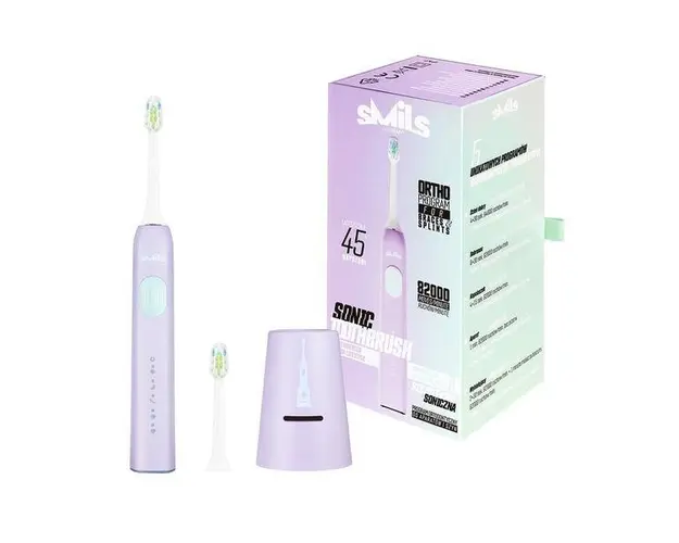 Periuta de dinti electrica Vitammy Smils Jelly, 82.000 de miscari/min, 5 programe de periaj, baza incarcare USB, 2 capete periuta, Violet