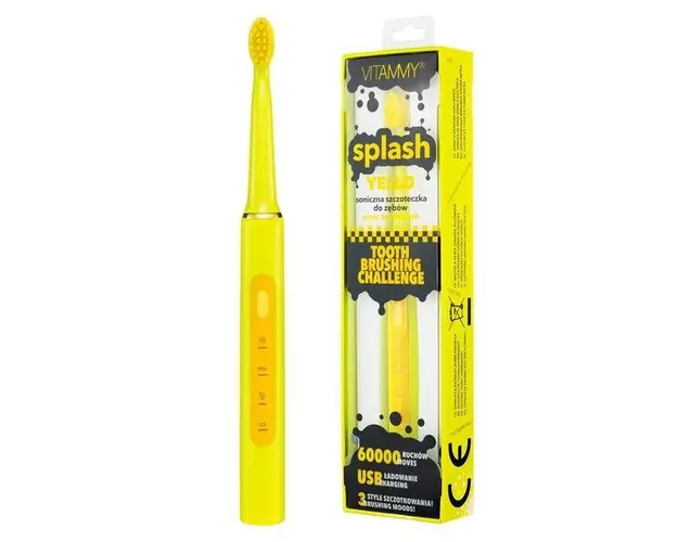 Periuta de dinti electrica VITAMMY Splash TB8132A-CE Yello, 60000 vibratii/min, 3 moduri de periaj, Galben