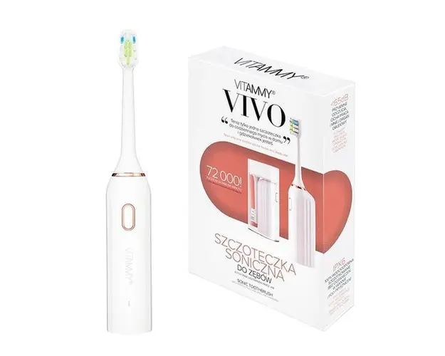 Periuta de dinti electrica VITAMMY Vivo, model premium, 72000 vibratii/min, 3 moduri de periaj, rezistenta la apa, Alb