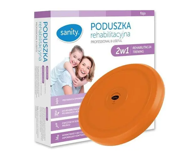 Perna Sanity 2 in 1 pentru reabilitare si antrenare, suprafata anti-alunecare, greutate maxima 260 kg, diametru 35 cm, Portocaliu