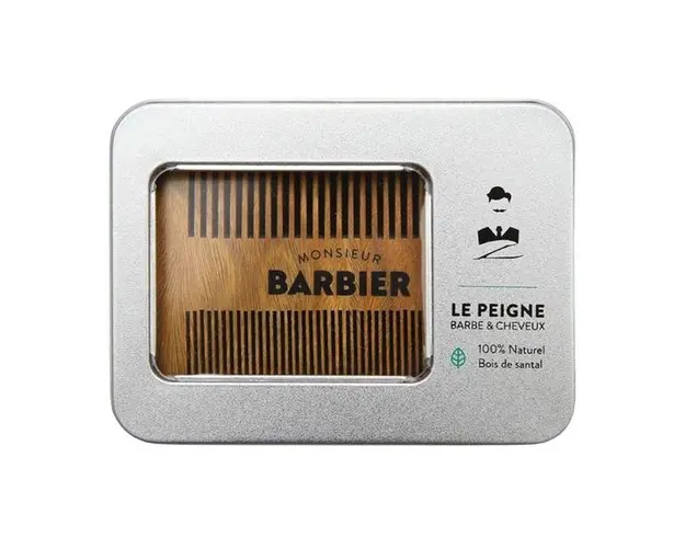 Pieptene Dublu din Lemn de Santal pentru Par si Barba Monsieur Barbier, 1 buc