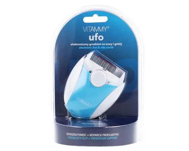 Pieptene electric cu Led Vitammy Ufo, exterminator de paduchi, Albastru