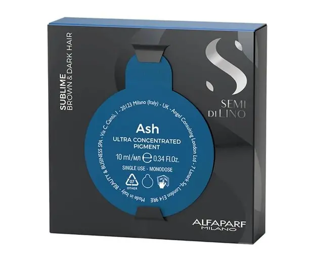 Pigment Ultra Concentrat Cenusiu pentru Par Brunet si Castaniu - Alfaparf Milano Semi di Lino Ash Ultra Concentrated Pigment Sublime Brown & Dark Hair, 10 ml
