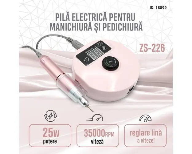 Pila electica reincarcabila, 35000RPM, ZS-226, Roz