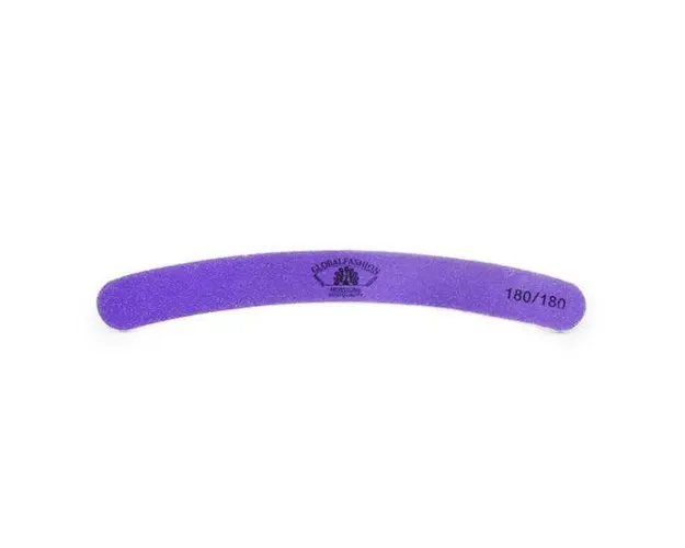 Pila pentru unghii Global Fashio, banana, violeta, granulatie 180/180