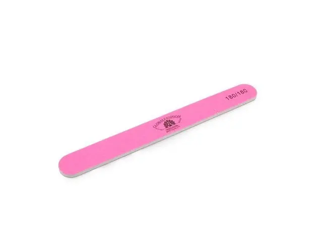 Pila pentru unghii Global Fashion, dreapta, culoare roz, granulatie 180/180