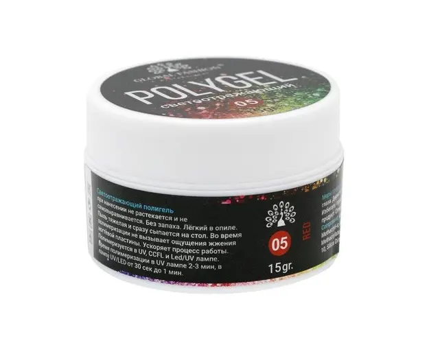 Polygel constructie unghi cu sclipici reflectorizant Disco Polygel 15g, 05
