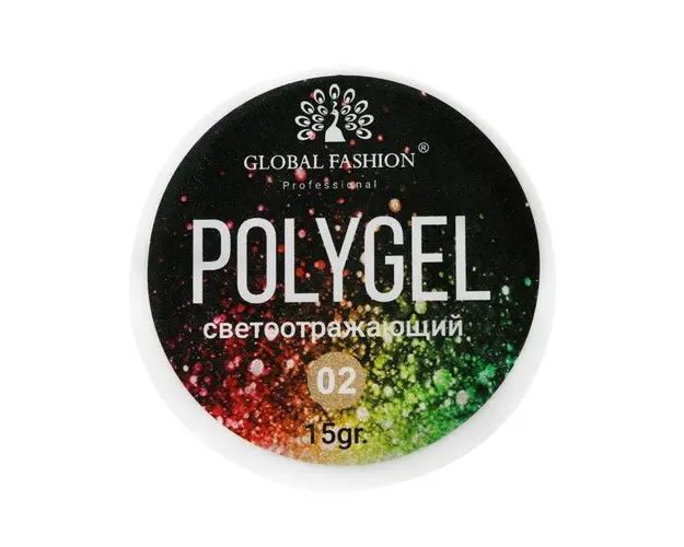 Polygel constructie unghii cu sclipici reflectorizant Disco Polygel 02, 15 g