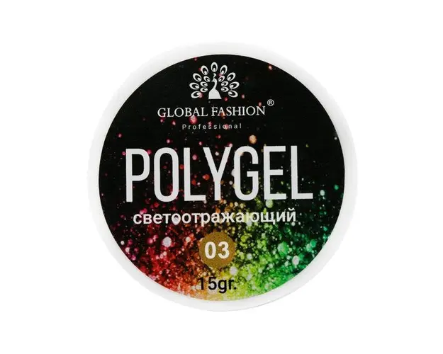 Polygel constructie unghii cu sclipici reflectorizant Disco Polygel 03, 15 g