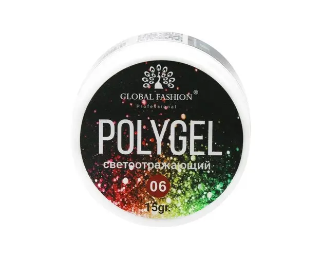 Polygel constructie unghii cu sclipici reflectorizant Disco Polygel 06, 15 g