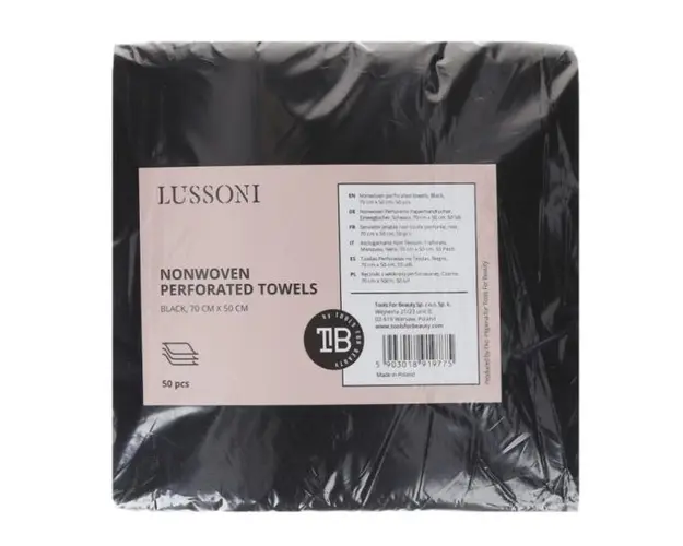 Prosoape de unica folosinta netesute perforate negre - Lussoni Dsp Foil Towel Fabric Perf Black 70x50cm, 50 buc