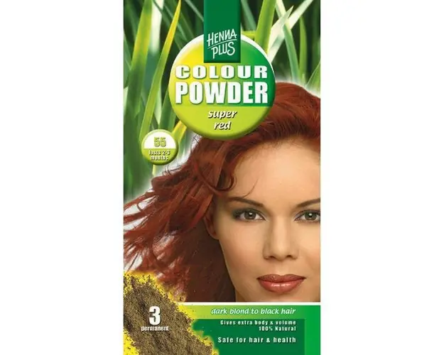 Pudra de hena, Colour Powder Super Red 55, Hennaplus, 100 gr