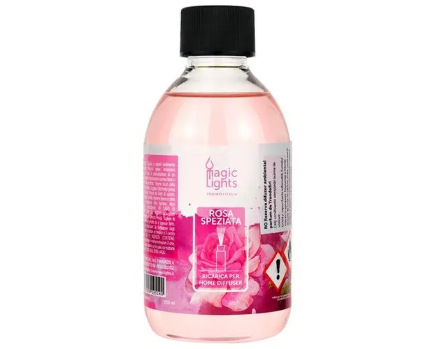Rezerva Difuzor Ambiental cu Parfum de Trandafir Picant 250ROS - Rosa Speziata Ricarica per Home Diffuser, Magic Lights, 250 ml