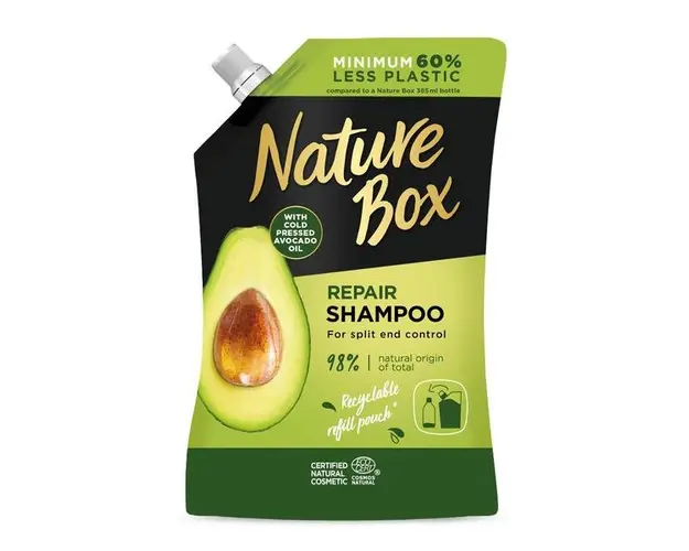 Rezerva Sampon Reparator pentru Par Deteriorat cu Ulei de Avocado Presat la Rece - Nature Box Repair Shampoo with Cold Pressed Avocado Oil, 500 ml