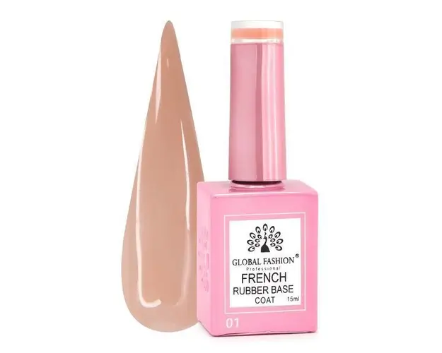 French Rubber Base Coat, Global Fashion, 15 ml, Nude 01