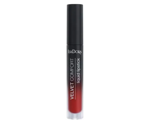 Ruj de Buze Lichid - Velvet Comfort Liquid Lipstick Isadora 4 ml, nuanta 66 Ravish Red
