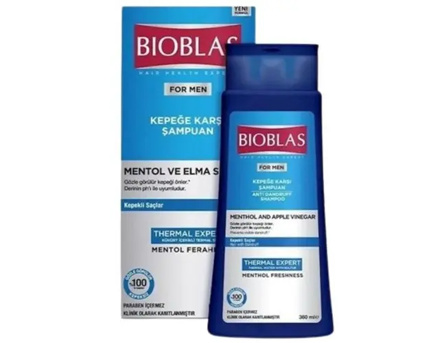 Sampon anticadere si antimatreata pentru barbati Bioblas Thermal Expert cu menthol si otet de mere, 360 ml