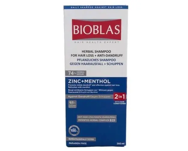 Sampon Bioblas zinc si menthol anticadere si antimatreata, 360 ml