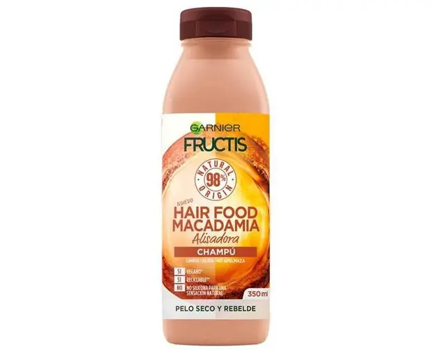 Sampon cu Nuci de Macadamia pentru Par Uscat si Rebel - Garnier Fructis Hair Food Macadamia Alisadora Champu Pelo Seco y Rebelde, 350 ml
