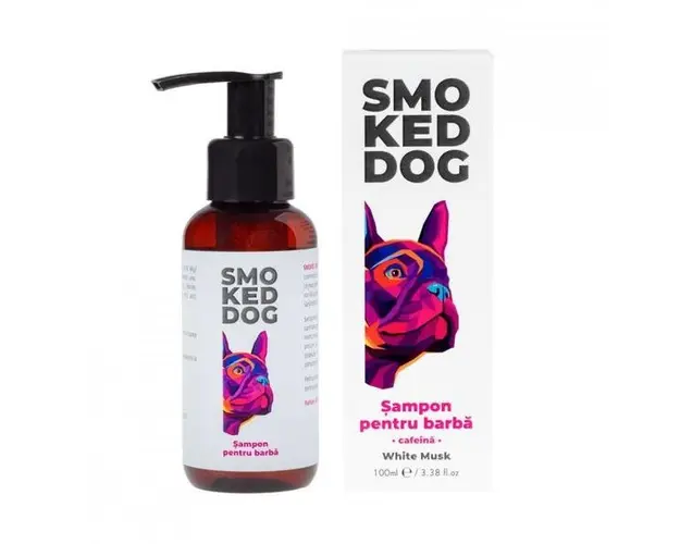 Sampon de barba Smoked Dog White Musk, cu cafeina si glicerina, 100ml