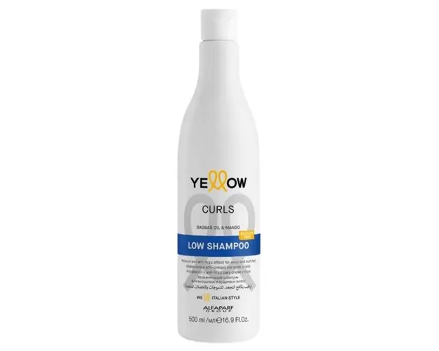 Sampon Fara Sulfati pentru Parul Cret - Alfaparf Milano Yellow Curls Low Shampoo with Baobab Oil &amp; Mango, 500 ml