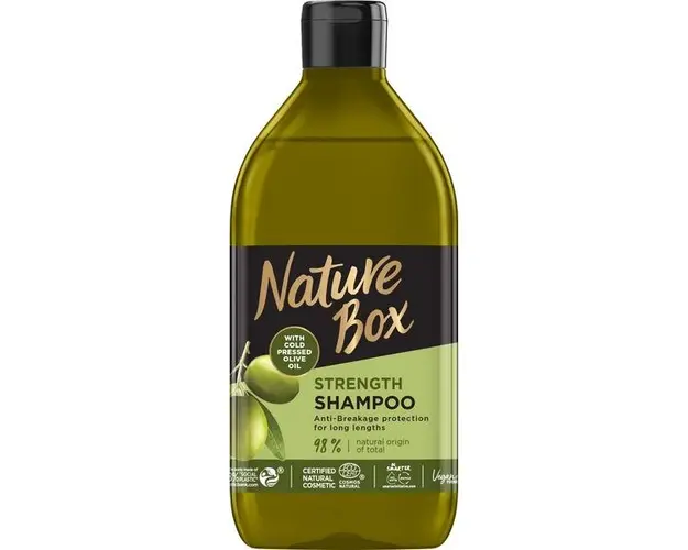Sampon Fortifiant cu Ulei de Masline Presat la Rece - Nature Box Strength Shampoo with Cold Pressed Olive Oil, 385 ml