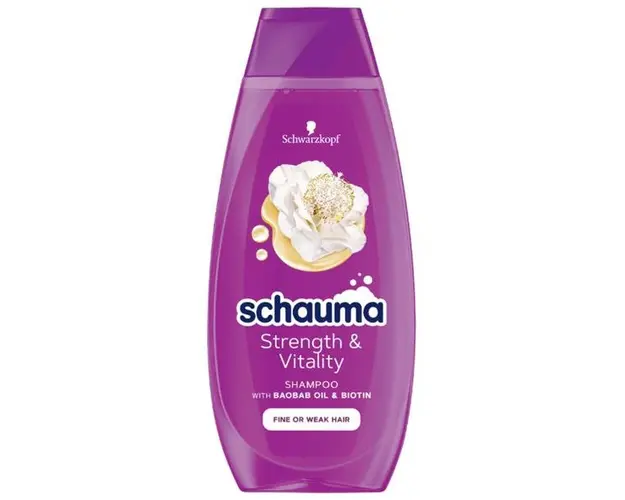 Sampon Fortifiant pentru Par Fin sau Fragil - Schwarzkopf Schauma Strength &amp; Vitality Shampoo for Fine or Weak Hair, 400 ml