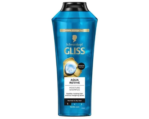 Sampon Hidratant cu Alge Marine si Complex de Hyaluron pentru Par Normal si Uscat - Schwarzkopf Gliss Aqua Revive Moisturizing Shampoo Hyaluron Complex + Marine Algae, 400 ml