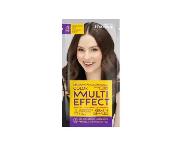 Sampon nuantator fara amoniac Joanna Multi Effect 012 cafeniu ciocolata, 35ml