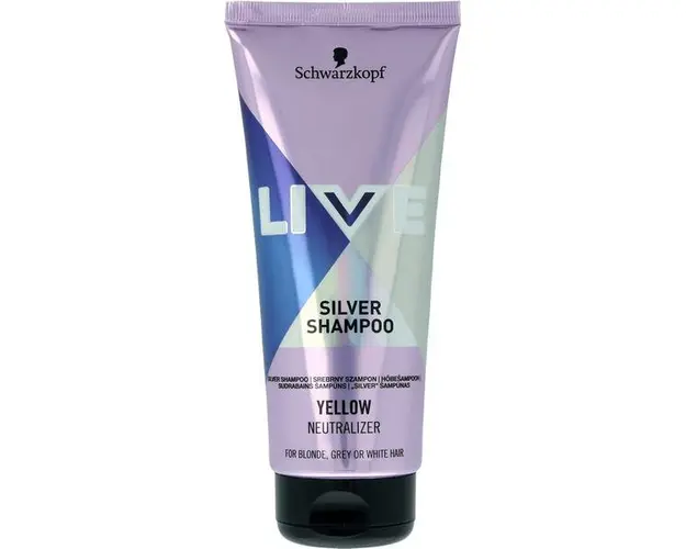 Sampon Nuantator Argintiu - Schwarzkopf Live Silver Shampoo Yellow Neutralizer for Blonde, Gray or White Hair, 200 ml
