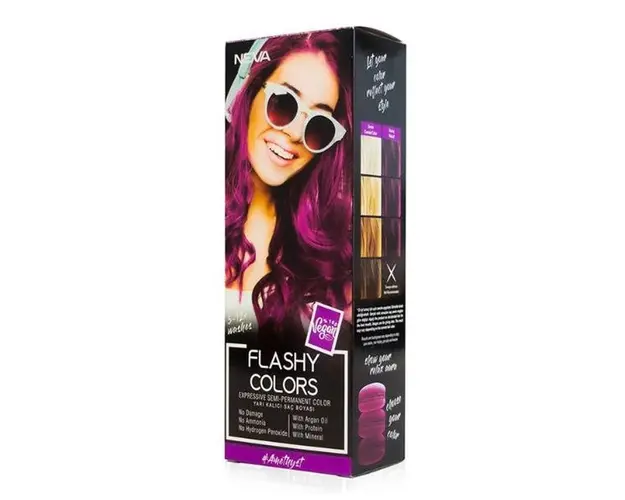 Vopsea Semi-Permanenta 100% Vegana - Neva Flashy Colors Amethist, nuanta Violet, 100 ml
