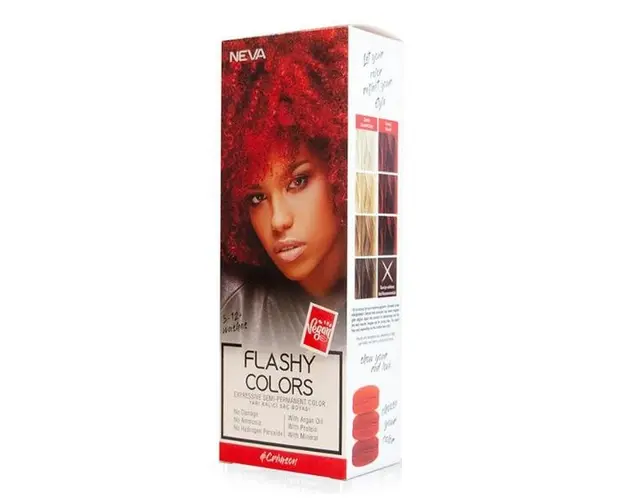 Vopsea Semi-Permanenta 100% Vegana - Neva Flashy Colors Crimson, nuanta Roscat Intens, 100 ml