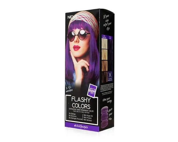 Vopsea Semi-Permanenta 100% Vegana - Neva Flashy Colors Violet Purple, nuanta Violet, 100 ml