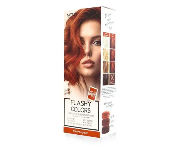 Vopsea Semi-Permanenta 100% Vegana - Neva Flashy Colors Terra Copper, nuanta Aramiu Roscat, 100 ml