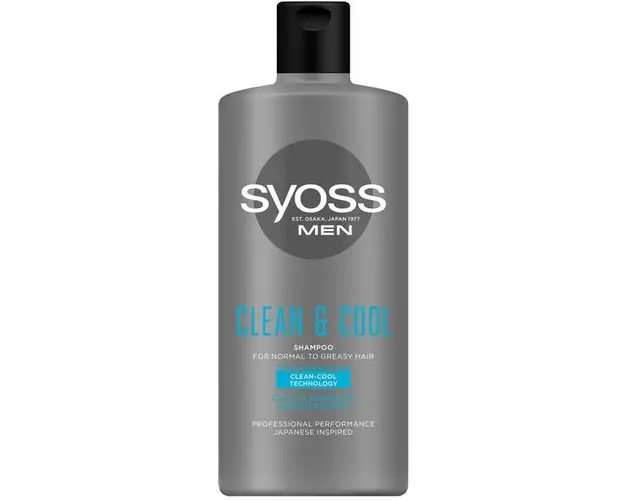 Sampon pentru Barbati pentru Par Normal pana la Gras - Syoss Men Clean &amp; Cool Shampoo for Normal to Greasy Hair, 440 ml