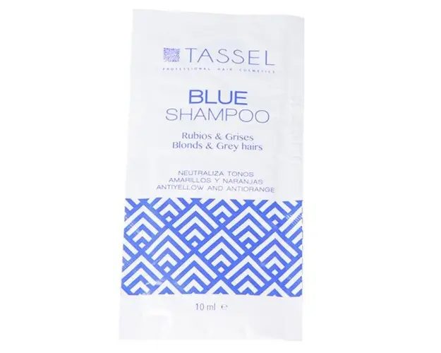 Sampon pentru neutralizarea tonurilor galbene Tassel Blue Shampoo, par vopsit si decolorat - 10ml