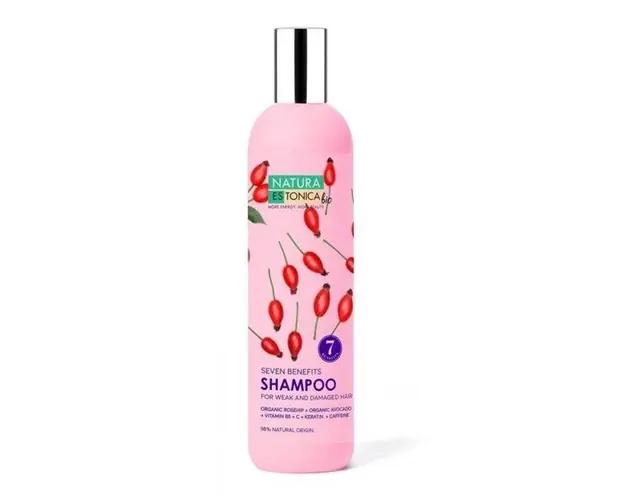 Sampon pentru Par Deteriorat cu Macese, Vitamina B5 si Cafeina - Natura Estonica Seven Benefits Shampoo for Weak and Damaged Hair, 400 ml 