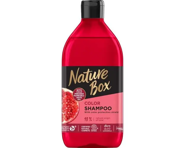 Sampon pentru Par Vopsit cu Ulei de Rodie Presat la Rece - Nature Box Color Shampoo with Cold Pressed Pomegranate Oil, 385 ml