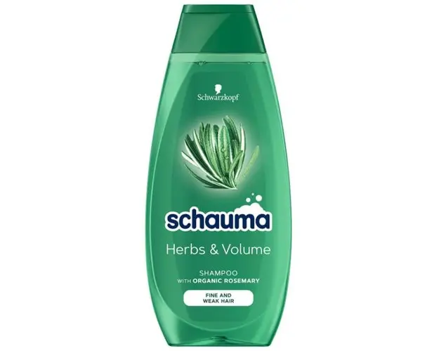 Sampon pentru Volum cu Extract de Rozmarin Organic pentru Par Fragil cu Fir Subtire - Schwarzkopf Schauma Herbs &amp; Volume Shampoo with Organic Rosemary Fine and Weak Hair, 400 ml