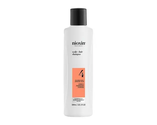 Sampon Profesional Fortifiant Impotriva Ruperii pentru Par Vopsit sau Deteriorat Afectat de Subtiere Avansata - Nioxin System 4 Scalp + Hair Shampoo, 300 ml